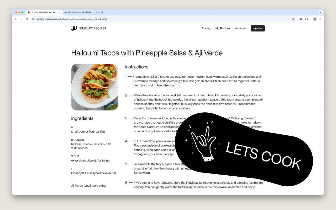 Get clean recipe text